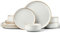 HaWare 12 Piece Dinner Set, Stoneware Dinnerware Set for 4, Reactive Glaze Dining Ware Include Plates and Bowls, Chip and Scratch Resistant, Microwave & Dishwasher Safe, Pearl White