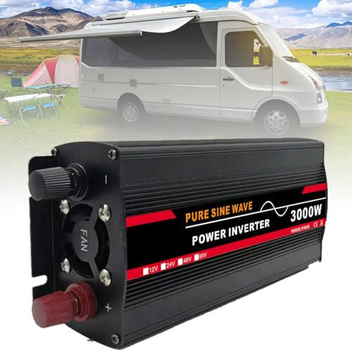 Genérico Inversor De Onda Sinusoidal Pura 3000W A 12000W, CC 12/24/48/60V A CA 220V, Pantalla Digital Dual Y 1 Toma Universal, Inversor De Energía Solar Independiente, para Uso Doméstico(3000W,12V)