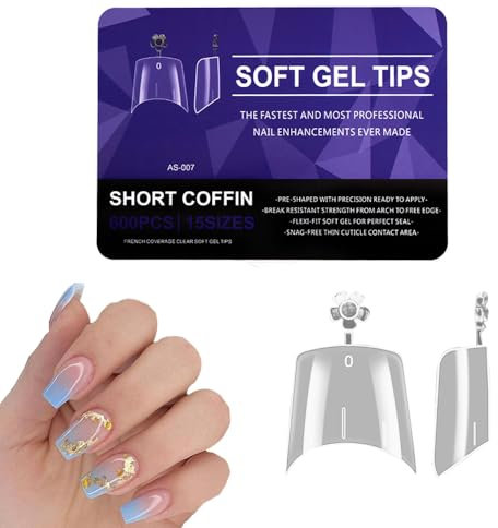 XFSRG 600 Pièces Faux Ongles Capsule Americaine Ongle 12 Tailles Capsules Ongles Transparent pour Ongle Extensions Studios de Manucure Diy Nail Art Débutant Manucure Prothésiste Ongulaire (Set C)