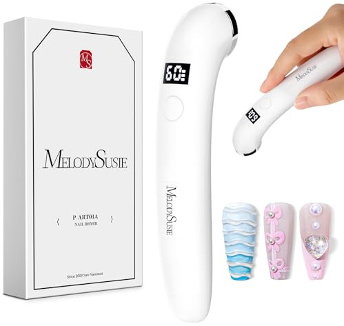 MelodySusie Handheld Flash Cure Nail Lamp P-ART01A Cordless Mini Nail Light | Concave Ergonomic Handle for Nail Tech, Spot Cure for Soft Gel, Gel-X & Press-On, 630mAh Battery