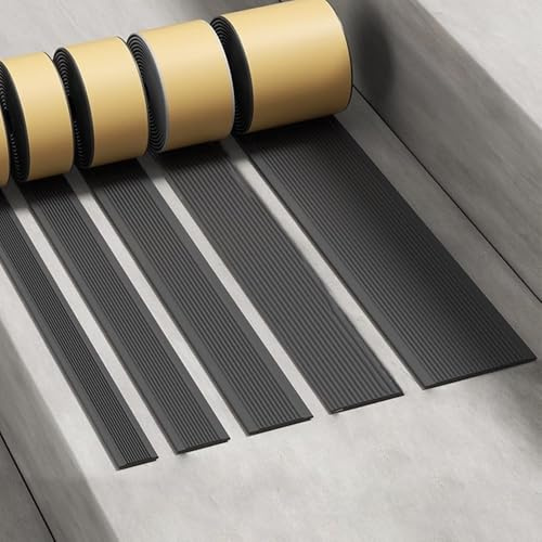 HOUKOIKBUG Profilo per Bordi per Scale, Listello Angolare Profilo per Bordi Scale Autoadesiva, 100cm, Antiscivolo, in Vinile, Antiscivolo, per Interni Ed Esterni(Black,10cm/4in)