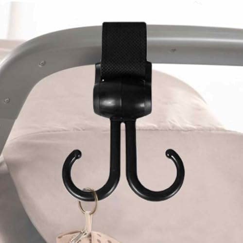 Ganci per passeggino, girevoli a 360 gradi, con cinghie, clip per passeggino, ganci per mamma, pannolini, borse della spesa, zaini, sedie a rotelle, shopping, viaggi