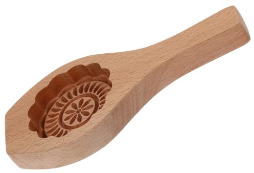 Milisten Moule à Gâteau de Lune en Bois Fait Main, Emporte-pièce Pâtisserie Forme Fleur Ronde N°2, Ustensile de Cuisson Traditionnel pour Gâteaux Maison et Biscuits Festifs