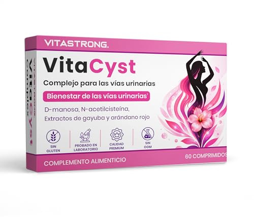 VitaCyst, D Mannosio Puro con NAC N-Acetil-Cisteina, Estratti di Mirtillo Rosso (Cranberry) e Uva Ursina Vegan Integratore Alimentare Vie Urinarie Donna, 60 Compresse Senza Glutine, Lattosio, OGM