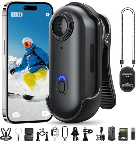 4K PRO vattentät inspelningskamera, 120° HD ultravidvinkel, bärbar HD-videokamera, med ljudvideo, för Vlogging (Black - Top Match)