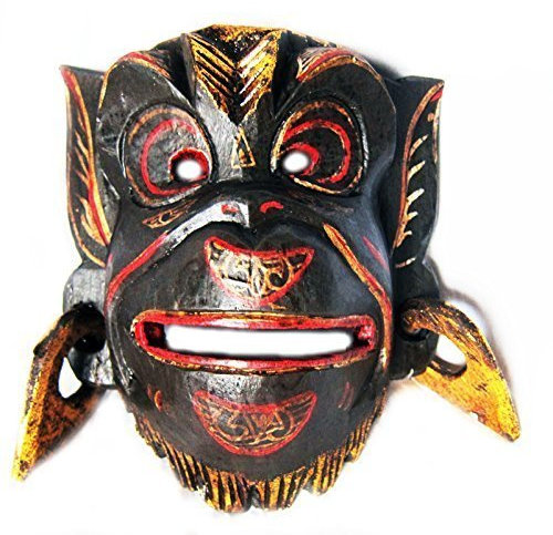 Double Duck products Wooden monkey wall mask of Hannuman, hand carved in Bali, new