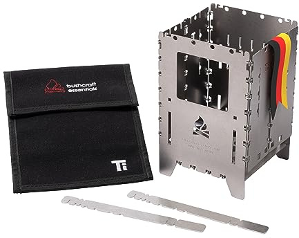 BUSHBOX XL TITANIUM Outdoor-Kocher | Hobo-Kocher | Camping | Holz | Gas | Spiritus | Faltbar | Kompakt | Titan | 100% Made in Germany