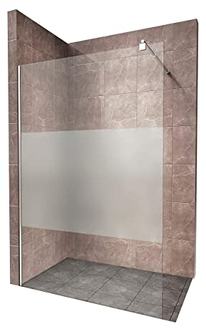 i-flair Duschabtrennung Walk In FIONA 120x200 cm Duschwand Dusche 10mm STARK aus TEILSATINIERTEM NANO ESG Sicherheitsglas mit EDELSTAHL Wandprofil #740