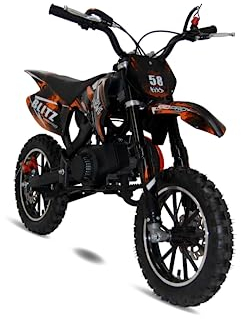 KXD 708A Blizer 49cc 2Takt Dirt Cross Pocket Midi Enduro Dirtbike Enduro Motocrossbike Motocross Motorrad Cross 49ccm Sitzhöhe 10 Zoll Vorderrad Motor Pocketbike (orange, KXD 708A 49ccm 2T)