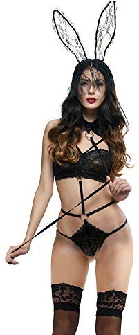 Cosy-L Sexy Kaninchen-Kleid, Uniform, Dessous, Kostüme für Damen, Einteiler, Baby, Cosplay, für Paare, Motiv: alle Heiligen, Schwarz, L