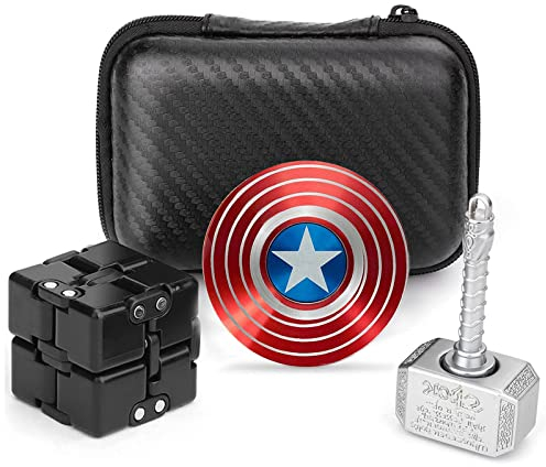 Thor Hammer Fidget-Spielzeug-Set mit Unendlichkeitssymbol, Fidget Cube Block Flippy Kette, Fidget Hammer, Schild, Fidgit Spinner, Anti-Stress-Anspannung, Geschenk für Teenager, Kinder, ADHS, Autismus