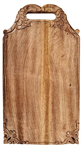 Winlay Mango wood hand carved Chopping & Serving Tray for kitchen, dining table and outdoor SIZE 16.5x9x0.95 inch