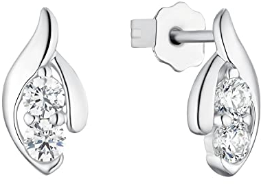 Amor Ohrstecker 925 Sterling Silber Damen Ohrschmuck, mit Zirkonia synth., 1,2 cm, Silber, Kommt in Schmuck Geschenk Box, 9963690