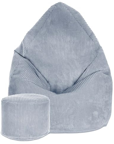 DreamRoots Sitzsack Cord Erwachsener Sitzsäcke Jugendlicher Teenager 80x80x120cm - Sitzsack mit Füllung, Hocker, Lehne und Bezug - Bean Bag Chair - Sitzkissen Boden - Chill Sack