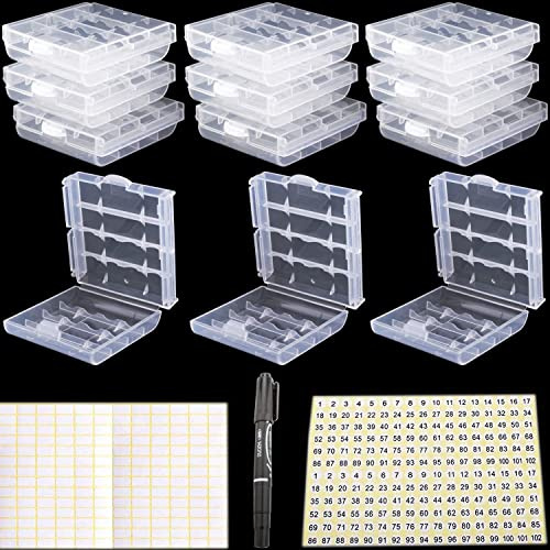 RUNCCI-YUN 12X AA und AAA Batteriebox aus Kunststoff, Batterie-Aufbewahrungsbox,Aufbewahrungsbox für Batterien und Akkus