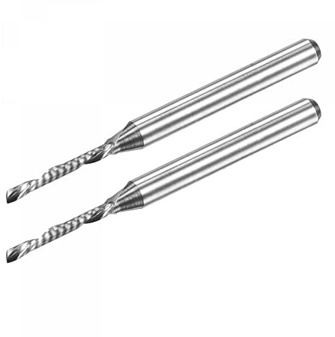 sourcing map End Mill CNC Router Bit, 1/8 3.175mm Shank 1.5mm x 12mm Left Hand Carbide Single Flute Spiral Upcut Milling Cutter for Carving Acrylic PVC MDF Hardwood, 2pcs