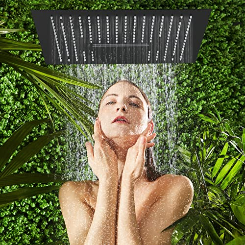 Alcachofa De Ducha Empotrable - Rociador De Ducha Tipo Lluvia De Acero Inoxidable 304 Con Boquillas Autolimpiantes - Duchas Fijas De Alta PresióN - Cabezal De Ducha AnticalcáReo (40 Cm, Cuadrado)