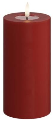 Deluxe Homeart inomhus flamlöst LED-ljus – rött – med Real Flame™-teknik – batteridrivet ljus (7,5 x 15 cm)