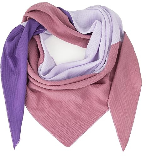 Gloop Pañuelo triangular de punto XXL para mujer, de algodón, sin arañazos en la piel, fabricado en Italia, Púrpura-lila-rosa viejo, Talla única