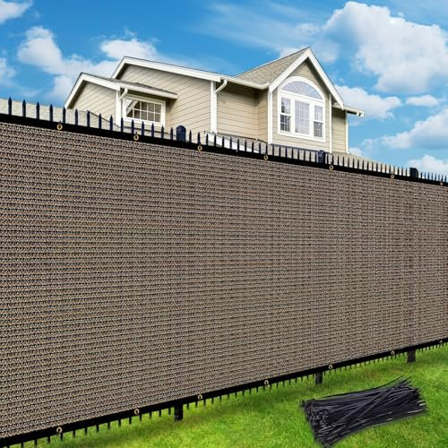 UPGRADE 0 6' X 5 0' Customized Privacy Fence Screen – Heavy Duty HDPE Mesh for Backyard, Patio, Garden, Chain Link Fence Brown