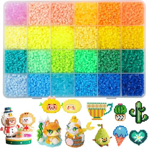 LIHAO 12000 PCS Fuse Beads Set 24 Color 2.6mm Mini DIY Iron Fusion Beads Set for Kids DIY Art Craft Iron Beads (AD)