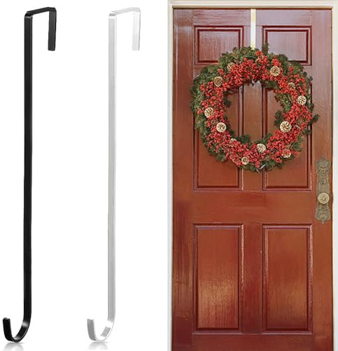 TRKETK 2 Stück Türhaken, 30 cm Kranz-Türhänger Einzelhaken Aufhänger Metall Kleiderbügel für die Tür, Kranzaufhänger zum Aufhängen zum Aufhängen von Handtüchern, Mänteln, Kleidung, Hüten, Taschen
