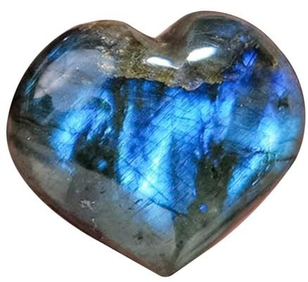 Piedra de bolsillo de labradorita | Piedra de bolsillo pulida de mineral natural en forma de corazón | Piedra de bolsillo para masajes de bolsillo, piedra de bolsillo pulida de mineral