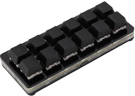 VBESTLIFE 12 Key Mechanical Gaming Keyboard, One Handed Keypad, USB C Wired OSU Keypad, Programmable Hot Swappable Keyboard for Linux, for OS X, for (Black)