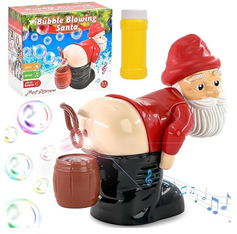 Macchina Automatica delle Bolle di Babbo Natale - Giocattolo Elettrico Divertente con Effetto Pupù per Bambini DONGTATA