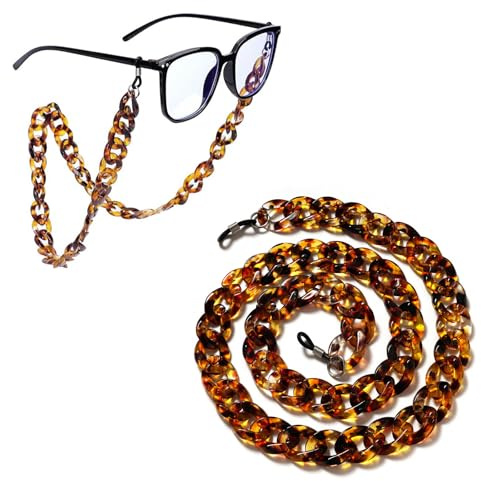 dinghaole Chaîne de Lunettes pour Femmes, Chaîne de Montures de Lunettes en Acrylique Ambré, Bandeau de Lunettes Vintage Ambré à la Mode Support Anti-Chute, Cordon de Lunettes à Porter au Quotidien