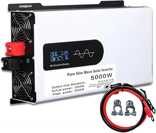 Inversor de Onda sinusoidal Pura 5000W 6000W 8000W 10000W 12000W Convertidor de Corriente CC 12V 24V 48V 60V 72V 96V a CA 110V 220V 230V Adaptador Cargador Onda Sinusoidal Coche(5000W,48Vto220V)