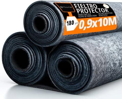 OFITURIA Feutre de Protection pour Sol 90 cm x 10 m, 180 g/m², Lot de 3 pièces, idéal pour protéger Les sols Lors de travaux, Peinture et déménagement (90cmx10m, 3 pièces)