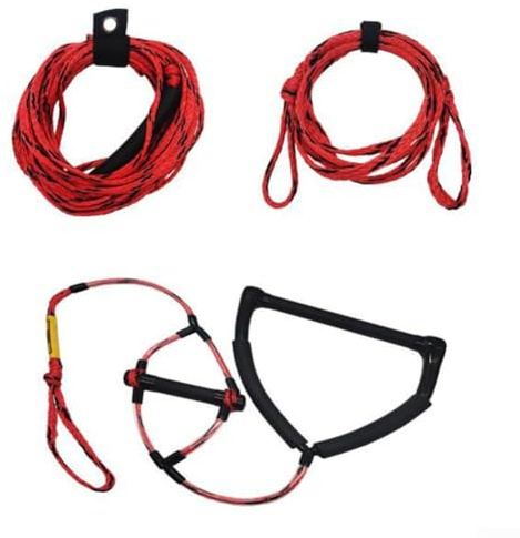 Shophubio Corda da sci nautico da 20,9 m per tubi con manici da 38,1 cm e 16 cm, corda a 4 sezioni ad alta resistenza a 16 fili, manico rinforzato, resistenza alla trazione di 997,9 kg (nero)