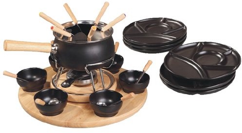 Set Fonduta in Acciaio Nero Opaco/Ceramica Nera 28 pz. - Eva Collection