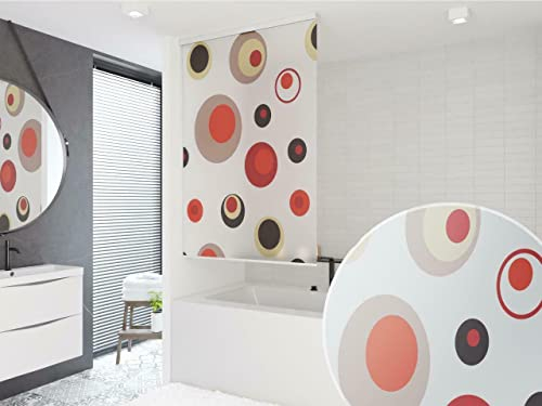 HALB-KASSETTEN DUSCHROLLO 180 cm EXTRA BREIT MODELL COLORFUL DUSCHVORHANG WEISS BRAUN ROT ORANGE GRAU PINK! SHOWER ROLLO CURTAIN!