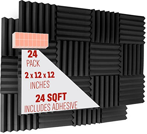 A2s Schutz Akoustikschaum Off Platten 24 Stück 2 inch X 12inch X 12 inch Ideal Für Hause Studio Und Dichte 25kg/ Cmb (Scwarz 2inch.24 Stück)
