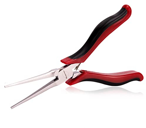 SPEEDWOX Mini pince à bec aiguille, mâchoires plates et lisses, très long bec, outil de précision micro fonctionnel avec ressort pour loisirs créatifs, en acier au chrome vanadium 12,7 cm