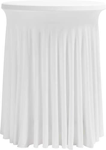 Hussenkönig Stretch Stehtischhusse Tischhusse Husse für Stehtisch Tischdecke Größen Ø 60 cm 70 cm 80 cm Weiß Bügelfrei