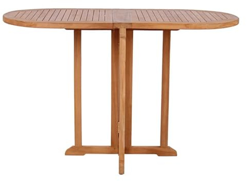 MR. DEKO® Gartentisch Balcony Teakholz | Tisch oval 120x60x75 cm (LxBxH) | Outdoormöbel Tisch klappbar | Stabiler Klapptisch für Balkon, Terrasse, Wintergarten, Garten