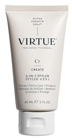 VIRTUE 6-IN-1 Styler Cream 2 FL OZ | Dimensione del viaggio | Alpha Keratin lucida, texturizza, ripara, rinforza, idrata i capelli | Senza solfati, senza parabeni, color safe, vegano