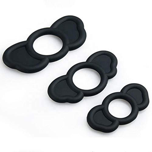 3X ANELLO FALLICO PER EIACULAZIONE PRECOCE RITARDANTE PENE COCKRING UOMO J126 (Nero)