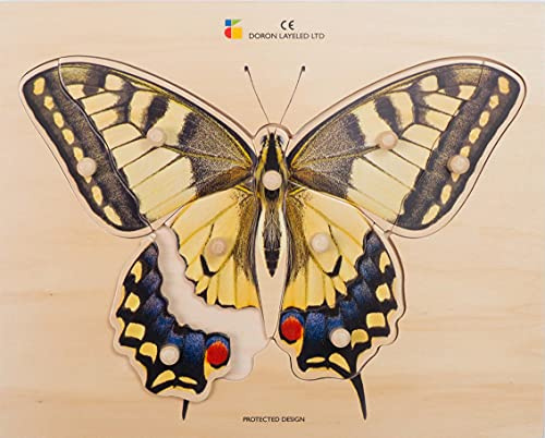 BSM- Juego encastre - Puzle de Mariposa, Color Madera (E72511470)