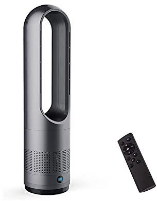 JT2D-Ventilador calefactor torre sin aspas,purificador aire 10 velocidades,refrigerador multiplicador aire para dormitorio,control remoto de 6 m,sensación de viento de 8 velocidades y temporizador 8h