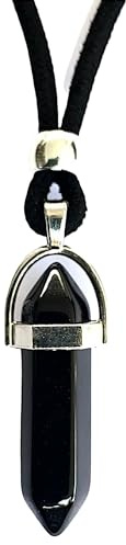 ASTER ALHELÍ Pendentif Homme et Femme avec Pierre Naturelle – Collier Sautoir Artisanal Fait Main, Bijou en Pierre Naturelle au Style Bohème, Idée Cadeau (Obsidienne)