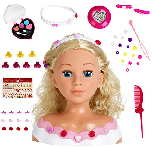 Theo Klein 5242 Schmink- u. Frisierkopf Rose| Mit Haarschmuck und Kosmetik | Spielzeug für Kinder ab 3 Jahren