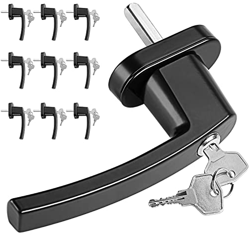 MONZANA® 10x Fenstergriffe Abschließbar mit Schloss Kindersicherung Silber 35mm Stiftlänge 2 Schlüssel Fensterbeschlag Balkon Türgriff Einbruchschutz