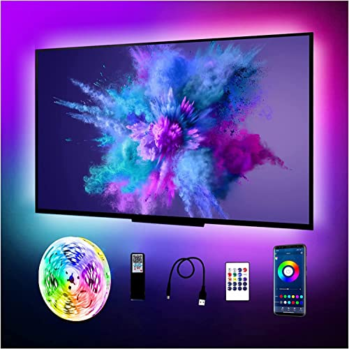 phopollo 4M Tv Led Backlight USB for 55-70 Tv,Monitor,PC,Light Strip with App Control,Music Sync with Mic,5050 RGB Color Changing Led Strips Lights