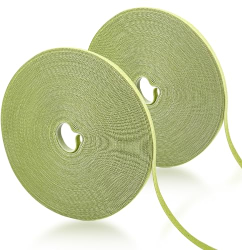 Magrimaxio 40m x 10mm Attache Plante Grimpante Vert, Plantes Bande de Fixation Reutilisable, Attaches de Plantes Vertes Rouleaux de Ruban en Nylon pour Grandes Plantes Piquets Greffes et Lissage