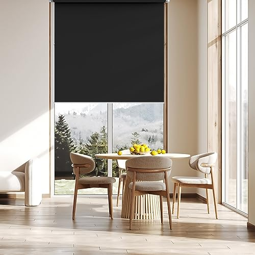Aluminium-Jalousie 110 x 140 cm, Sichtschutz und Sonnenschutz Blickdicht, Aluminium Jalousie, inkl. Befestigungsmaterial, für Fenster und Tür, Schwarz