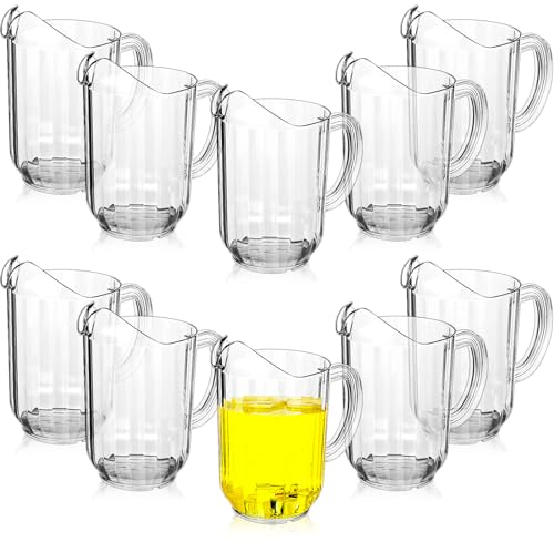 Tessco 10 Pcs Plastic Pitchers 60 Oz Clear Water Beer Jug Large,Classic